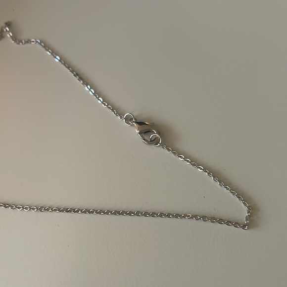 Silver Dainty Snowflake Necklace with light Blue Crystals - Picture 4 of 7